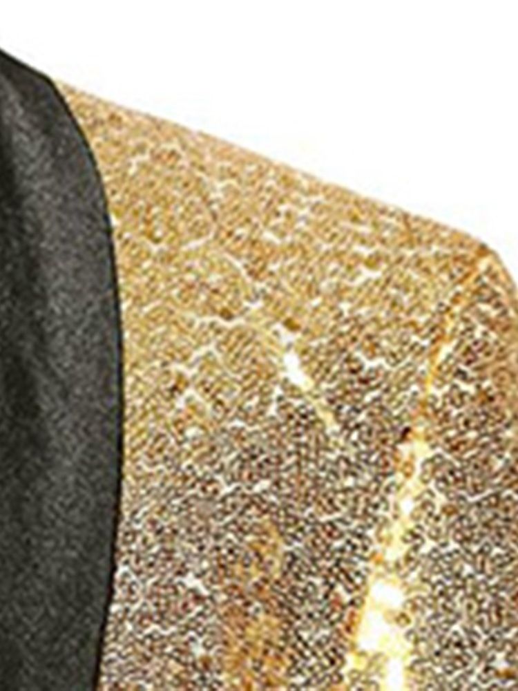 Lantejoulas Patchwork Blazer De Bola Masculina De Um Botão