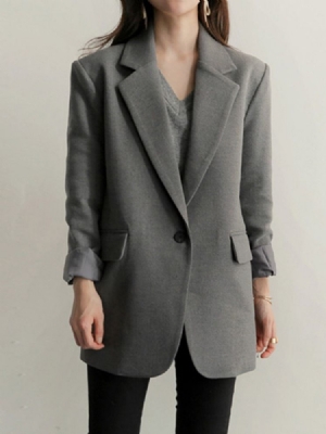 Lapela Com Entalhe Feminino Simples Com Um Botão Blazer Casual De Primavera Regular