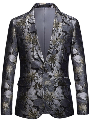 Lapela Com Estampa Floral Reta Blazer Casual Masculino De Um Botão