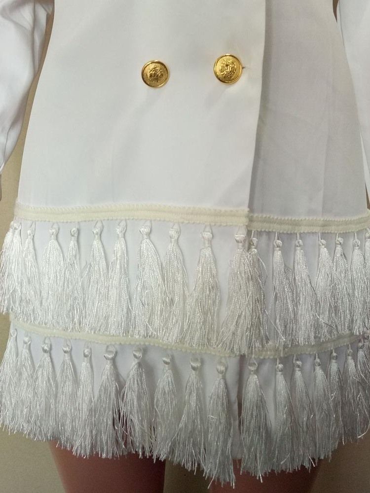 Lapela Entalhada Lisa Comprimento Médio Blazer Feminino Casual