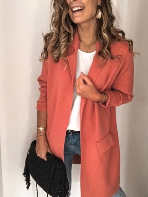 Lapela Lisa Com Entalhe De Lapela De Manga Comprida Regular Casual Blazer Feminino