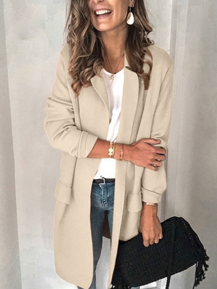 Lapela Lisa Com Entalhe De Lapela De Manga Comprida Regular Casual Blazer Feminino