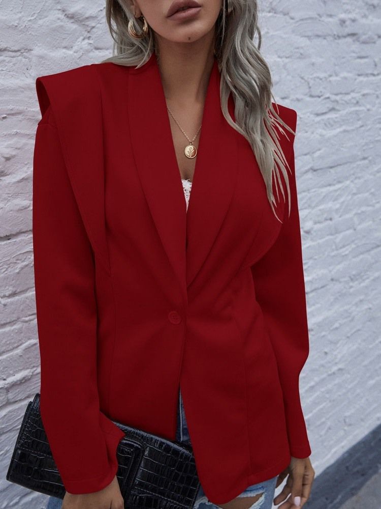 Lapela Lisa Com Um Botão Entalhado Outono Comprimento Médio Blazer Feminino Casual