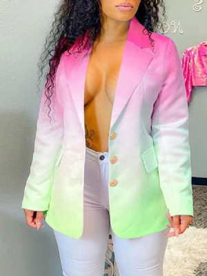 Lapela De Manga Comprida Entalhada Com Peito Único Blazer Casual Feminino Regular