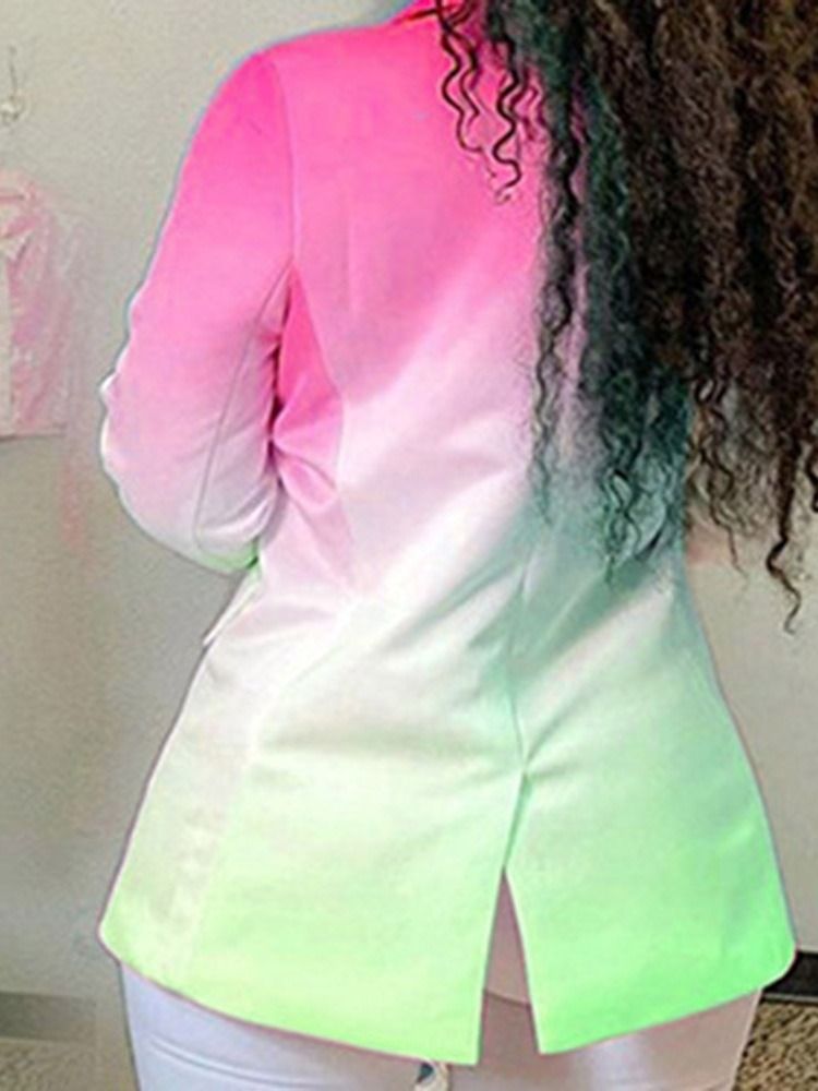 Lapela De Manga Comprida Entalhada Com Peito Único Blazer Casual Feminino Regular