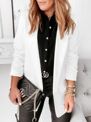 Lapela De Manga Comprida Entalhada Lisa Regular Normal Casual Blazer Feminino