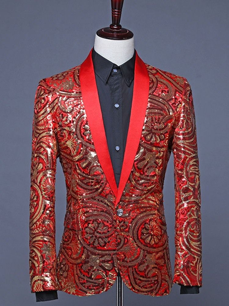 Patchwork Bloco De Cores Moda Trajes De Palco Blazers Masculinos