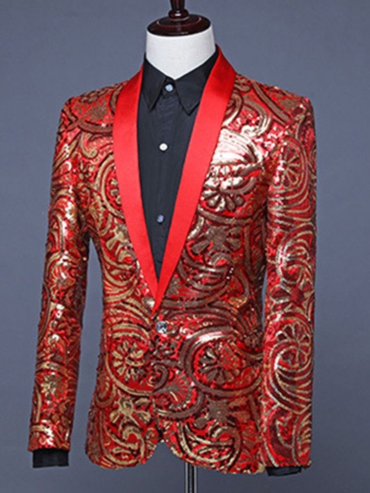 Patchwork Bloco De Cores Moda Trajes De Palco Blazers Masculinos