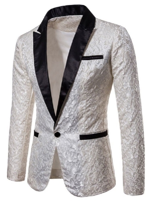 Traje De Blazer Masculino Com Lapela Entalhada Impressa Com Um Botão