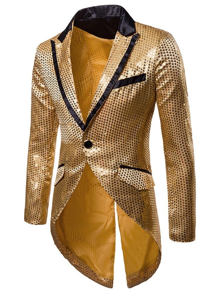 Traje Masculino De Um Botão Assimétrico De Lantejoulas Entalhadas De Lapela