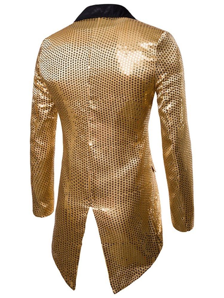 Traje Masculino De Um Botão Assimétrico De Lantejoulas Entalhadas De Lapela