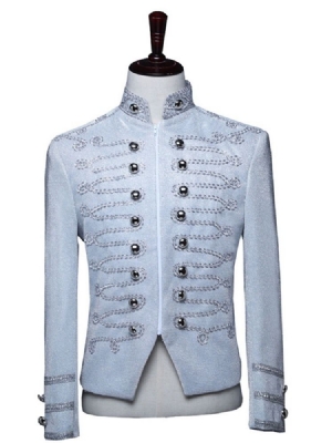 Trajes De Palco De Poliéster Com Zíper Liso Blazers Masculinos