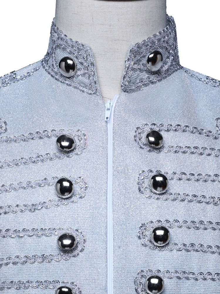 Trajes De Palco De Poliéster Com Zíper Liso Blazers Masculinos