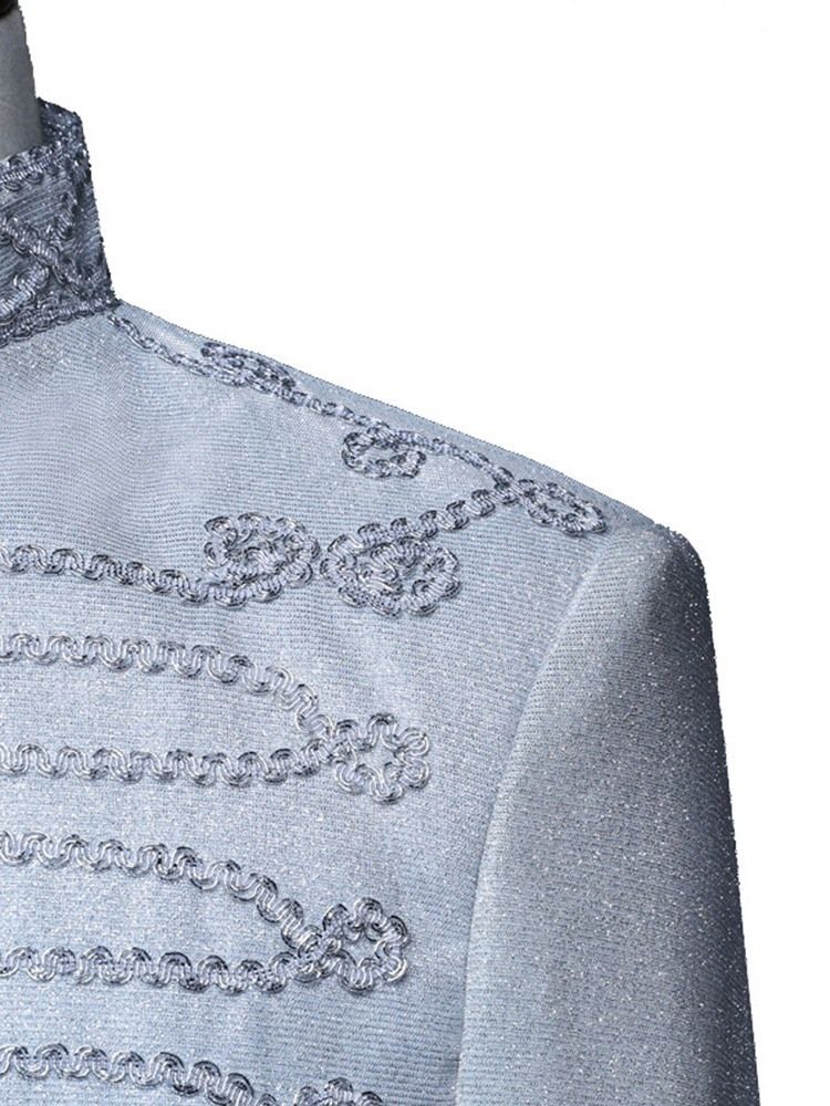 Trajes De Palco De Poliéster Com Zíper Liso Blazers Masculinos