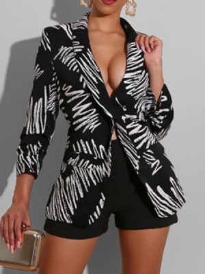 Xale Feminino Com Gola De Um Botão Blazer Casual De Comprimento Médio
