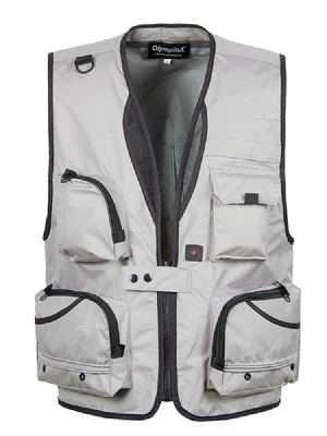Zipper Color Block Com Decote Em V Colete Casual Masculino