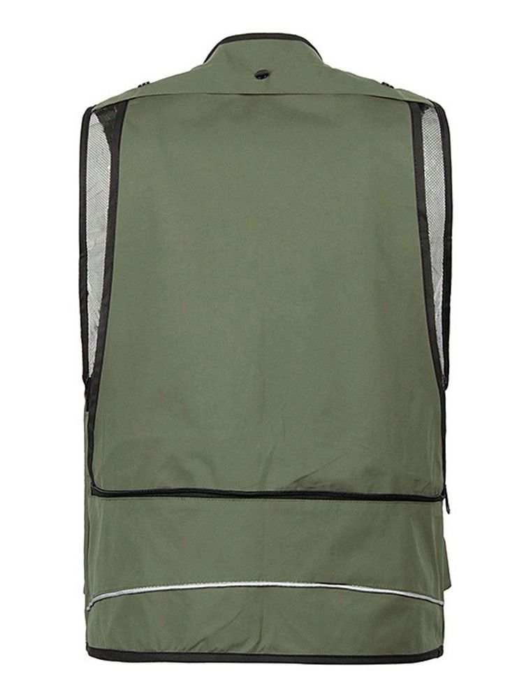 Zipper Color Block Com Decote Em V Colete Casual Masculino