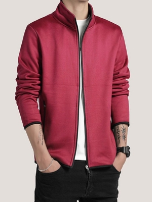 Zipper Stand Collar Color Block Spring European Homens Jacket