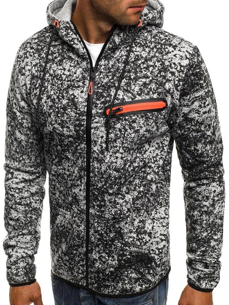 Artificial Fleece Color Block Cardigan Winter Hoodies Masculinos