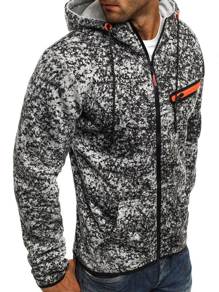 Artificial Fleece Color Block Cardigan Winter Hoodies Masculinos