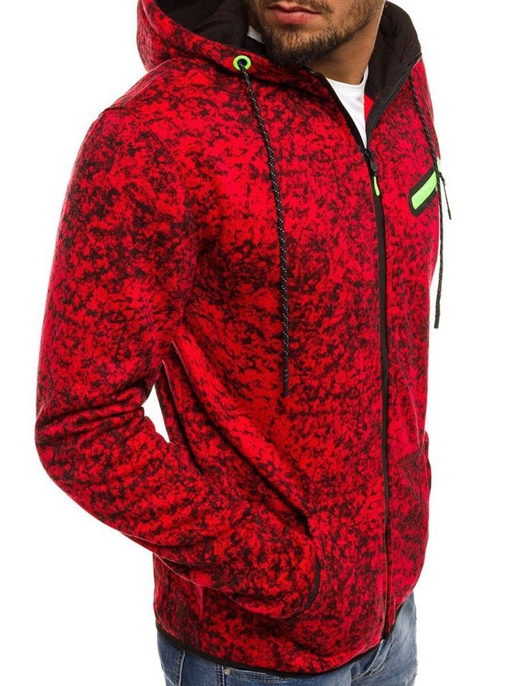 Artificial Fleece Color Block Cardigan Winter Hoodies Masculinos