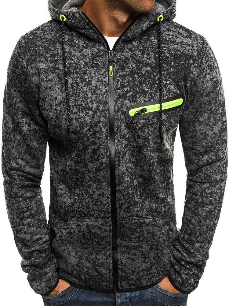 Artificial Fleece Color Block Cardigan Winter Hoodies Masculinos