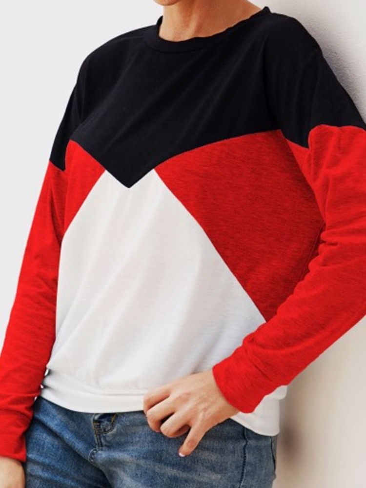 Bloco De Cor Regular Feminino Com Capuz De Manga Comprida Em Volta Do Pescoço