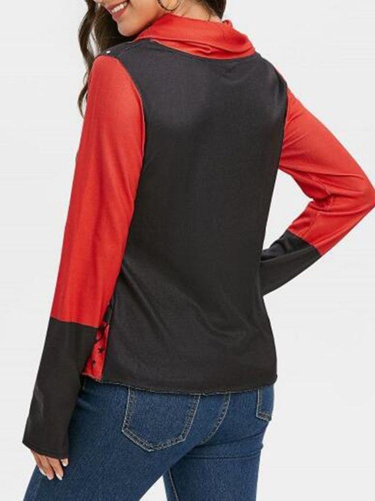 Bloco De Cores Com Capuz Feminino De Natal De Manga Comprida Padrão