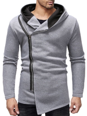 Blocos De Cor Zipper Thick Slim Hoodies Masculinos
