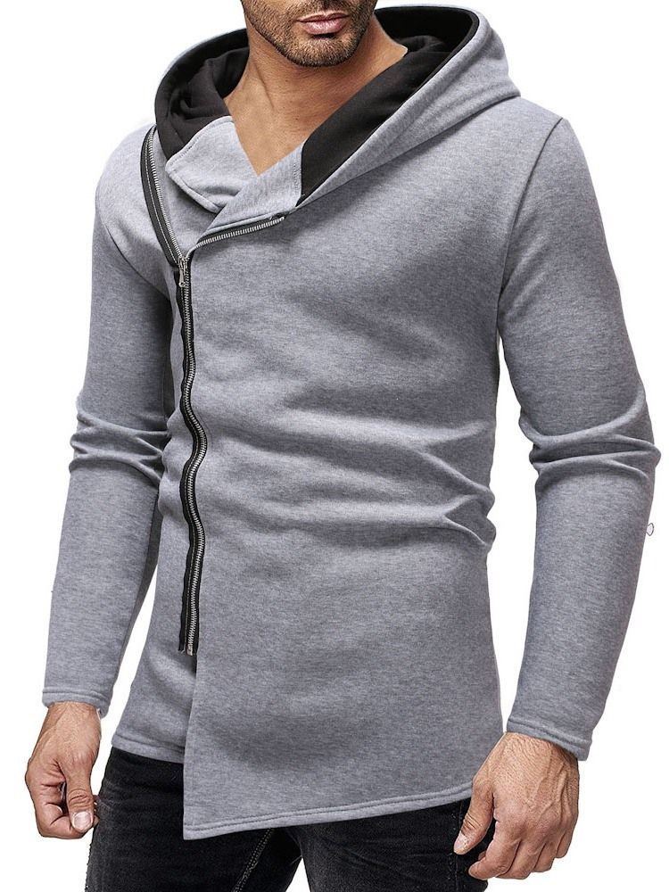 Blocos De Cor Zipper Thick Slim Hoodies Masculinos