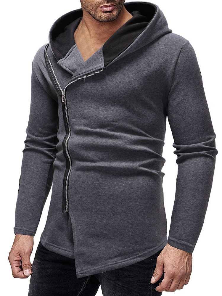 Blocos De Cor Zipper Thick Slim Hoodies Masculinos