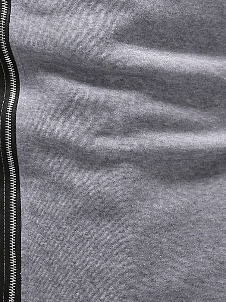 Blocos De Cor Zipper Thick Slim Hoodies Masculinos