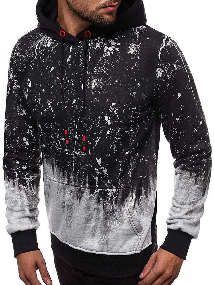 Bolso Estilo Cor Bloco Solto Hoodies Masculinos