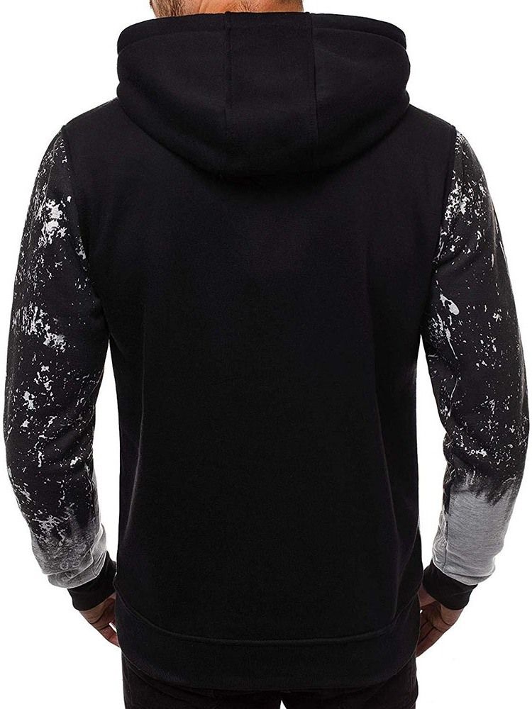 Bolso Estilo Cor Bloco Solto Hoodies Masculinos