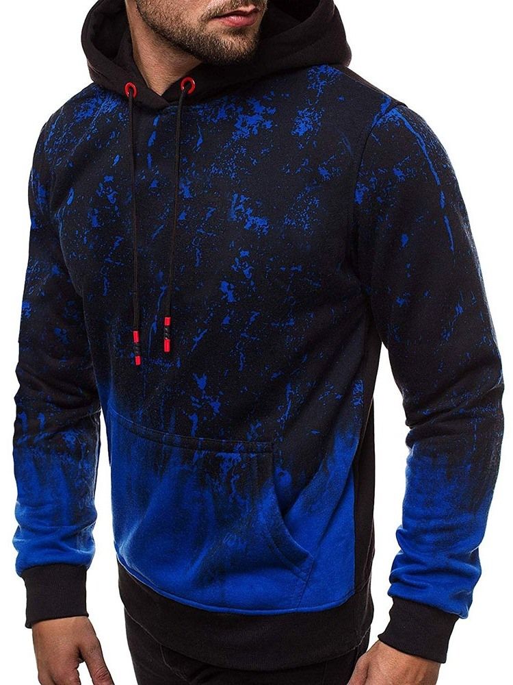 Bolso Estilo Cor Bloco Solto Hoodies Masculinos