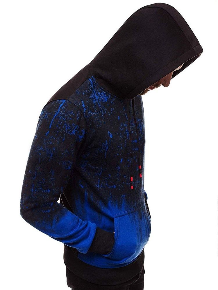 Bolso Estilo Cor Bloco Solto Hoodies Masculinos