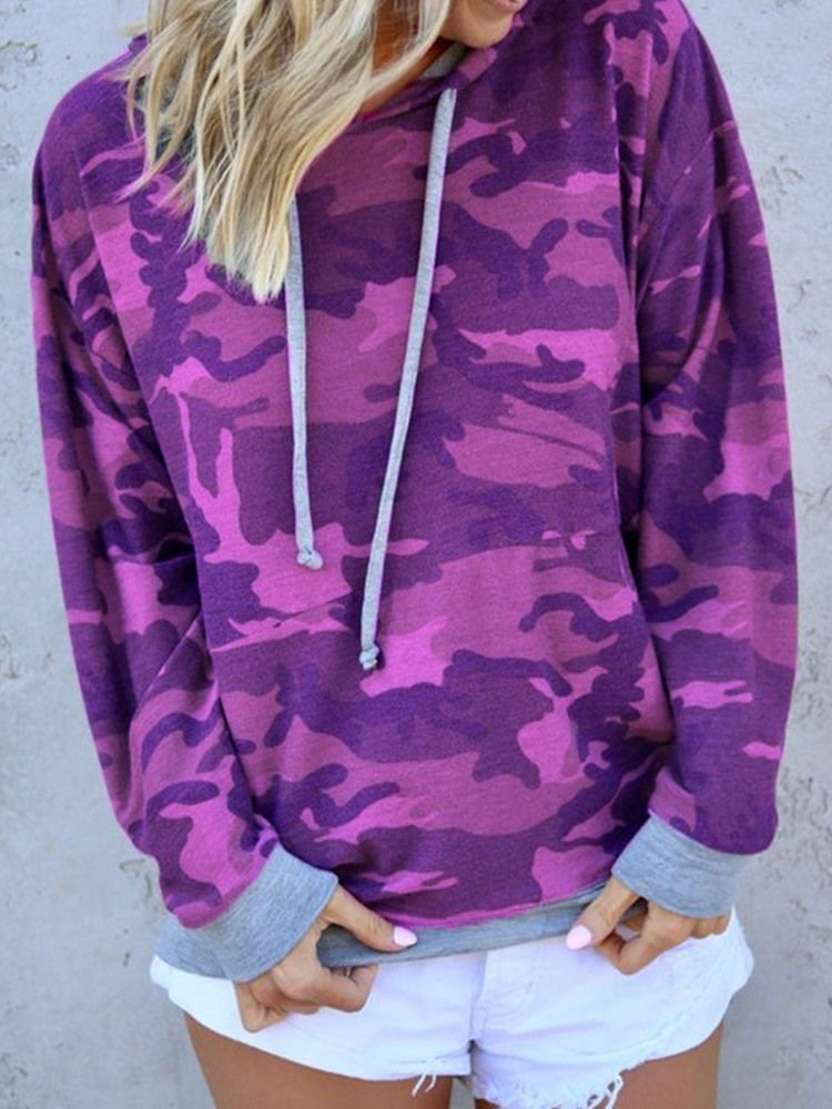 Camuflagem Feminina Regular Com Capuz Redondo Padrão