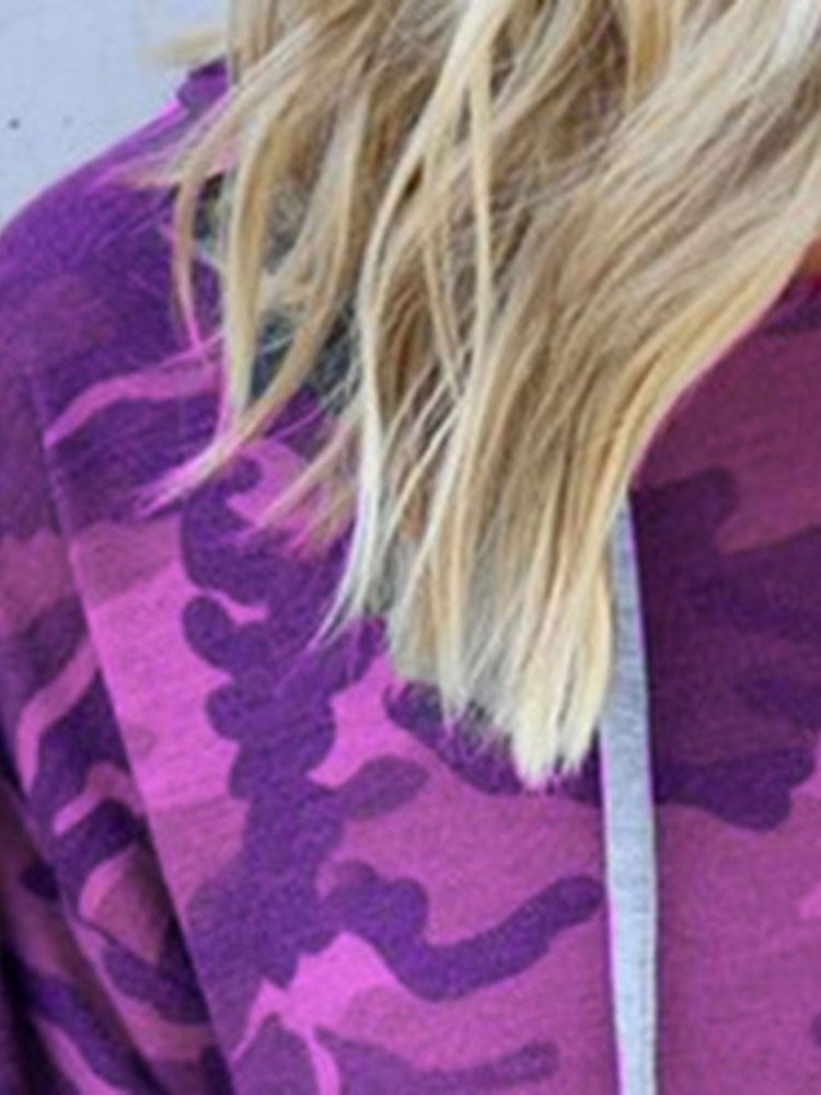 Camuflagem Feminina Regular Com Capuz Redondo Padrão