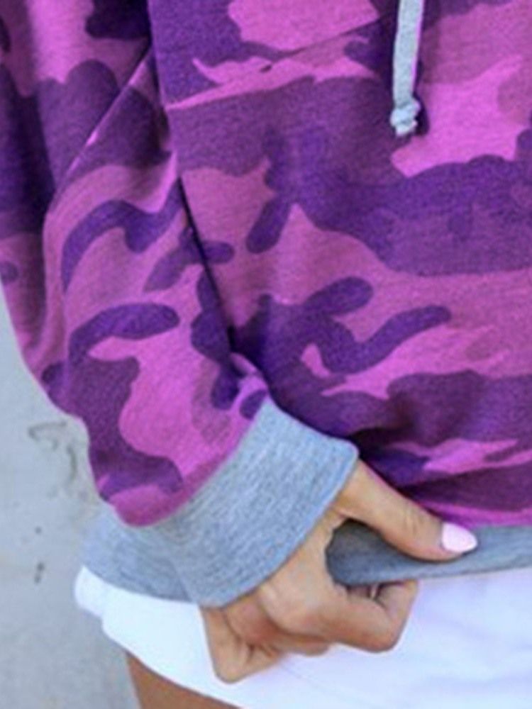 Camuflagem Feminina Regular Com Capuz Redondo Padrão