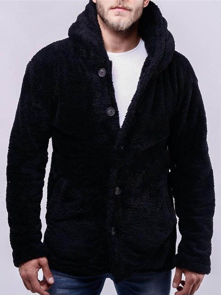 Cardigan De Botão Estilo Grosso Moletons Casuais Masculinos