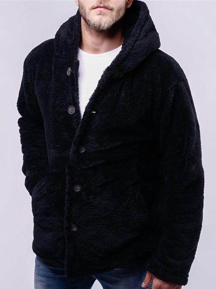 Cardigan De Botão Estilo Grosso Moletons Casuais Masculinos