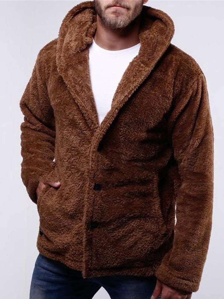 Cardigan De Botão Estilo Grosso Moletons Casuais Masculinos