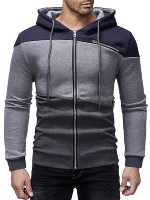 Cardigan Color Block Zipper Casacos Casuais Masculinos