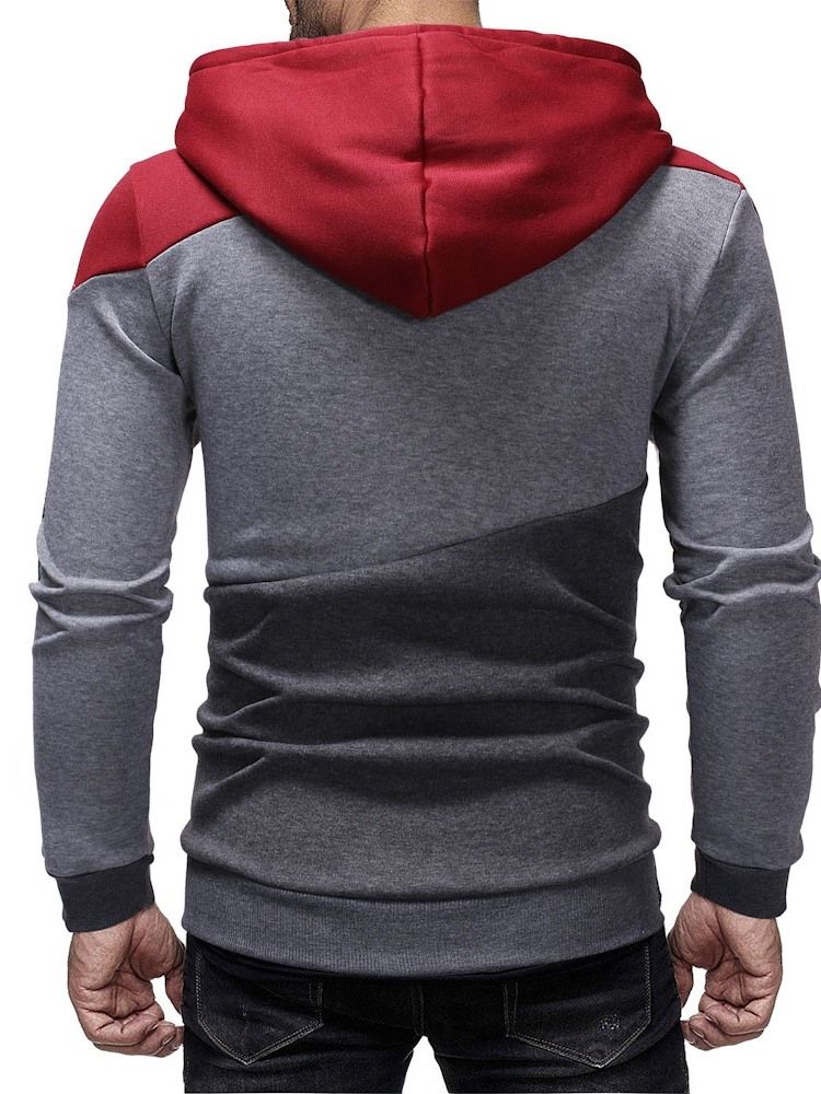 Cardigan Color Block Zipper Casacos Casuais Masculinos