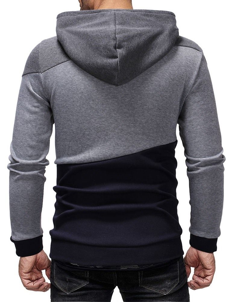 Cardigan Color Block Zipper Casacos Casuais Masculinos