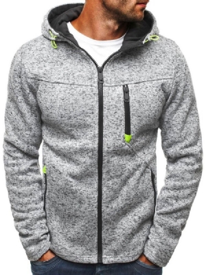 Cardigan Color Block Zipper Casual Hoodies Masculinos