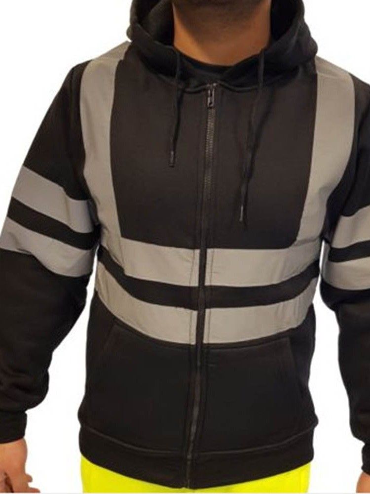 Cardigan Patchwork Color Block Loose Style Hoodies Masculinos