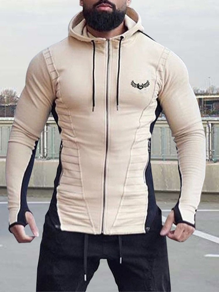 Cardigan Patchwork Color Block Sports Hoodies Masculinos