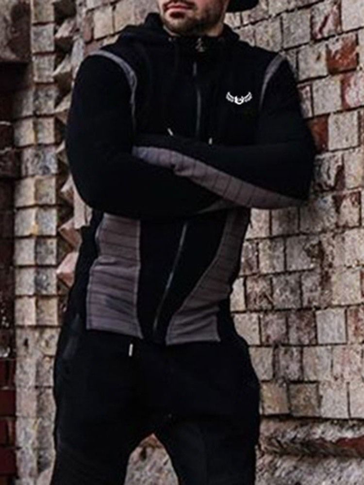 Cardigan Patchwork Color Block Sports Hoodies Masculinos