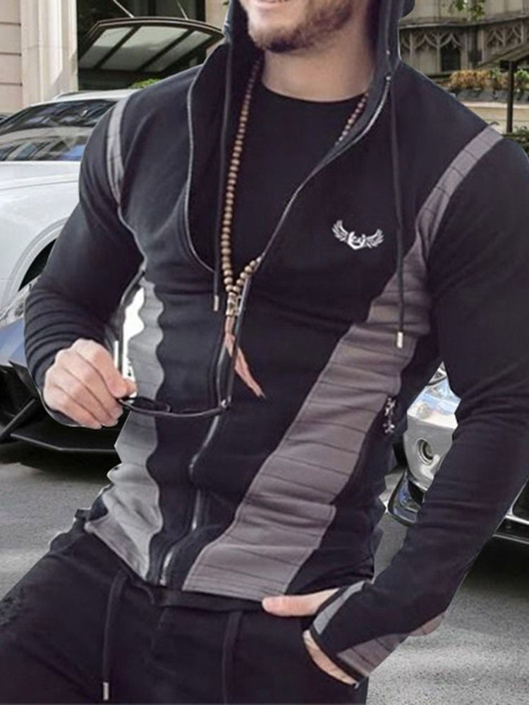 Cardigan Patchwork Color Block Sports Hoodies Masculinos